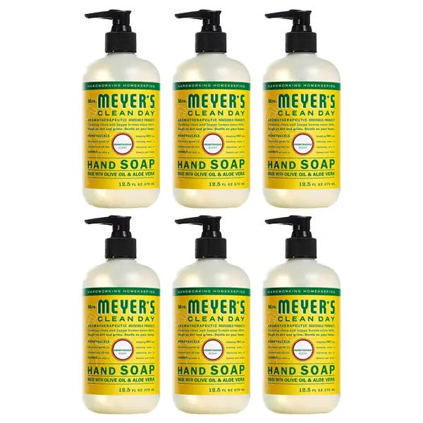 6 Pack - MRS. MEYER'S CLEAN DAY Hand Soap Honeysuckle Scent 12.5oz Mrs. Meyers